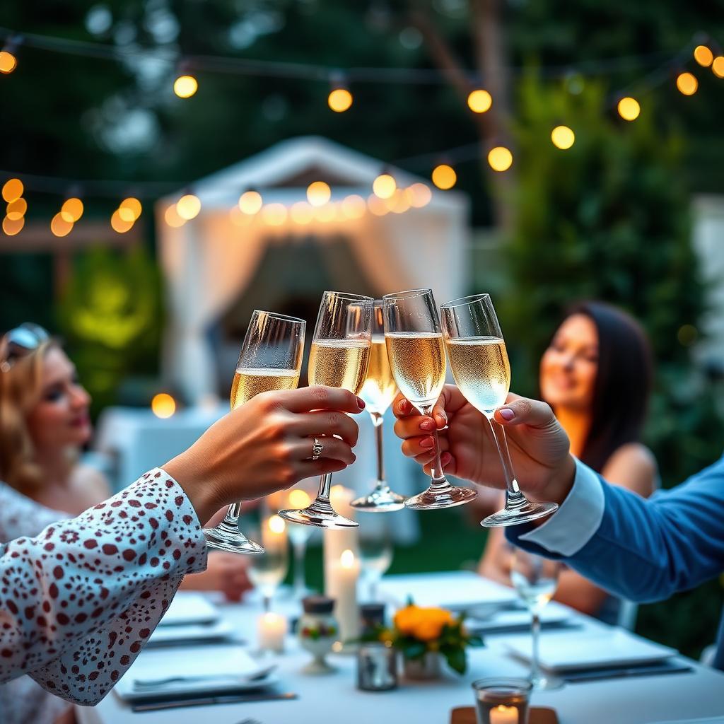 Garden party toast with non-alcoholic drinks celebrating the alcohol-free lifestyle